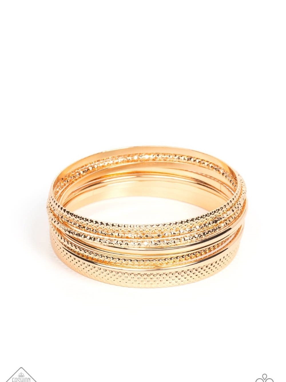 paparazzi Gold-Tone Stacked Textured Bangle Set